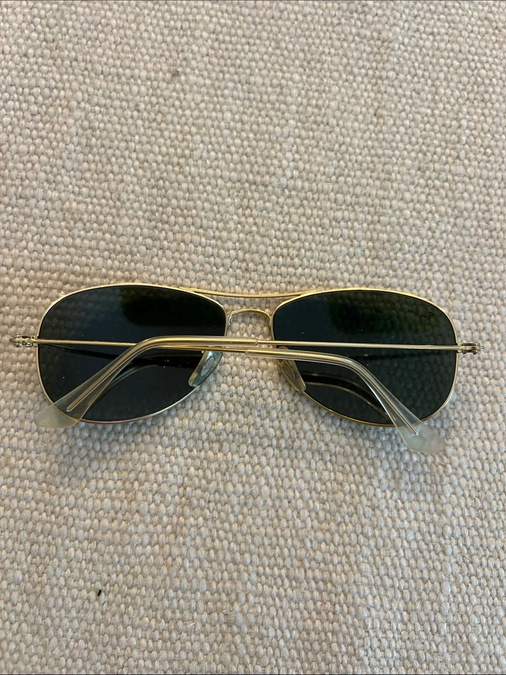 Ray-Ban Gold Frame Aviator Sunglasses with Dark Green Lenses